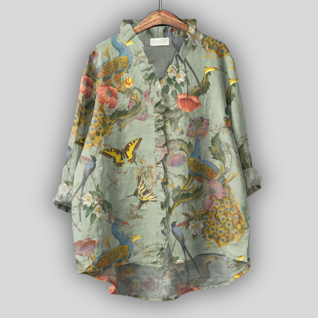 Linen Bluza “Vrt Pava”